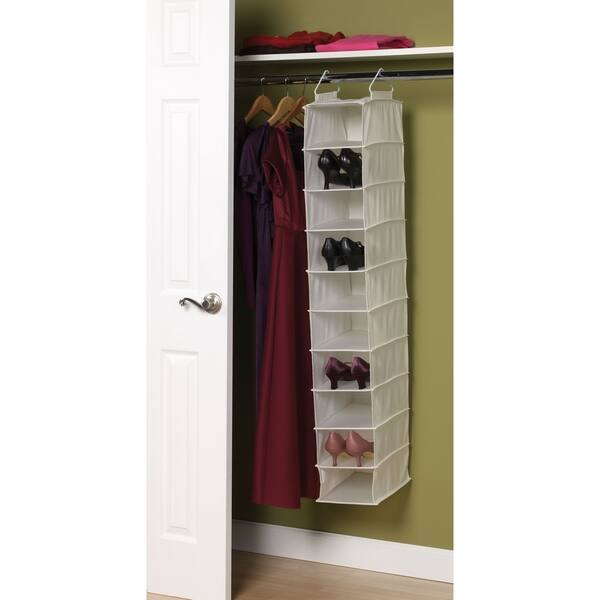 Shop Black Friday Deals On Household Essentials Hanging Shoe Storage Organizer For Closets 10 Wide Pocket Shelves Natural Canvas 8 X 12 X 50 Overstock 28566429