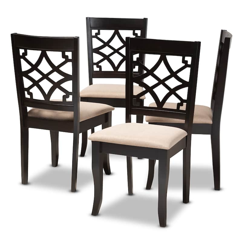 Modern and Contemporary Fabric 4-Piece Dining Chair Set - Sand