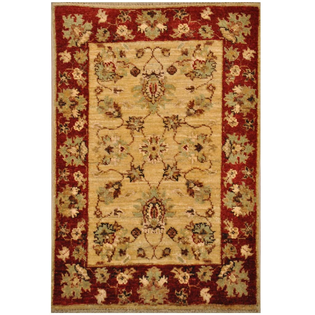 Handmade One-of-a-Kind Vegetable Dye Oushak Wool Rug (Afghanistan) - 2' x 3'