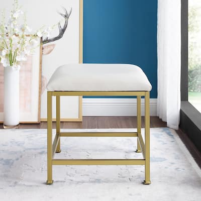 Crosley Aimee Vanity Stool - Creme/Soft Gold - Crème/Soft Gold - 18 "W x 17 "D x	18.75 "H