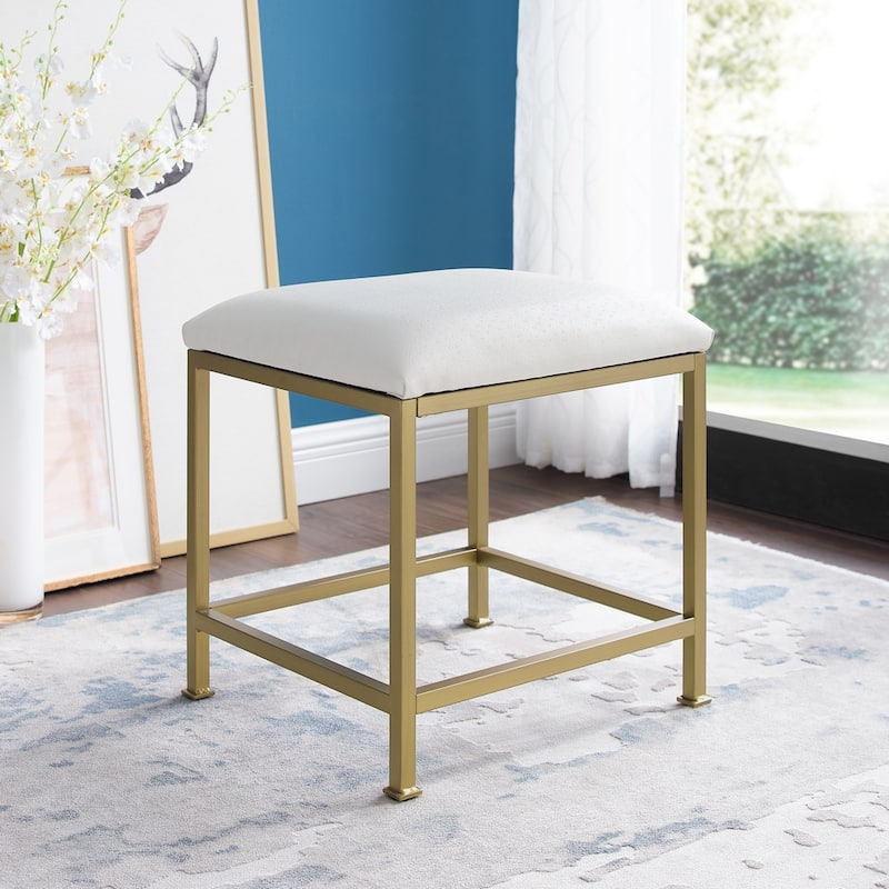 Crosley Aimee Vanity Stool - Creme/Soft Gold - Crème/Soft Gold - 18 "W x 17 "D x	18.75 "H