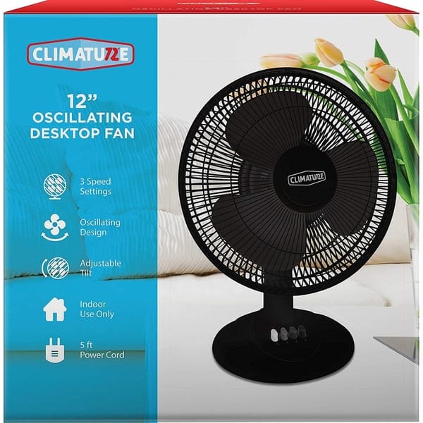 Shop Climature 12 Oscillating Desktop Fan Black Free Shipping