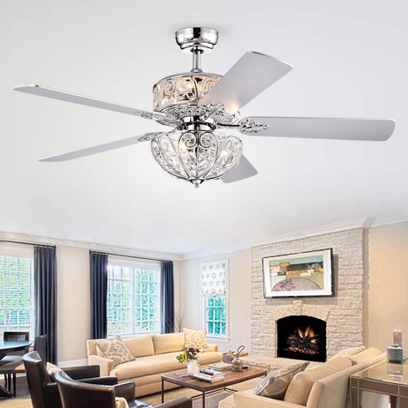 Hegasal Chrome Dual Lamp Crystal Lighted Chandelier - 52-inches Diameter
