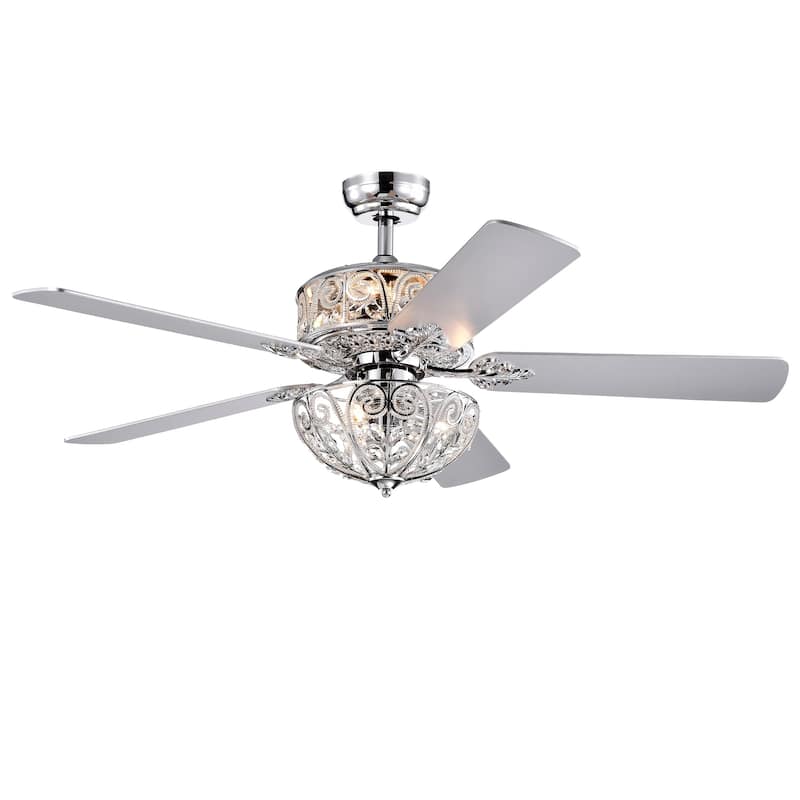 Hegasal Chrome Dual Lamp Crystal Lighted Chandelier - 52-inches Diameter