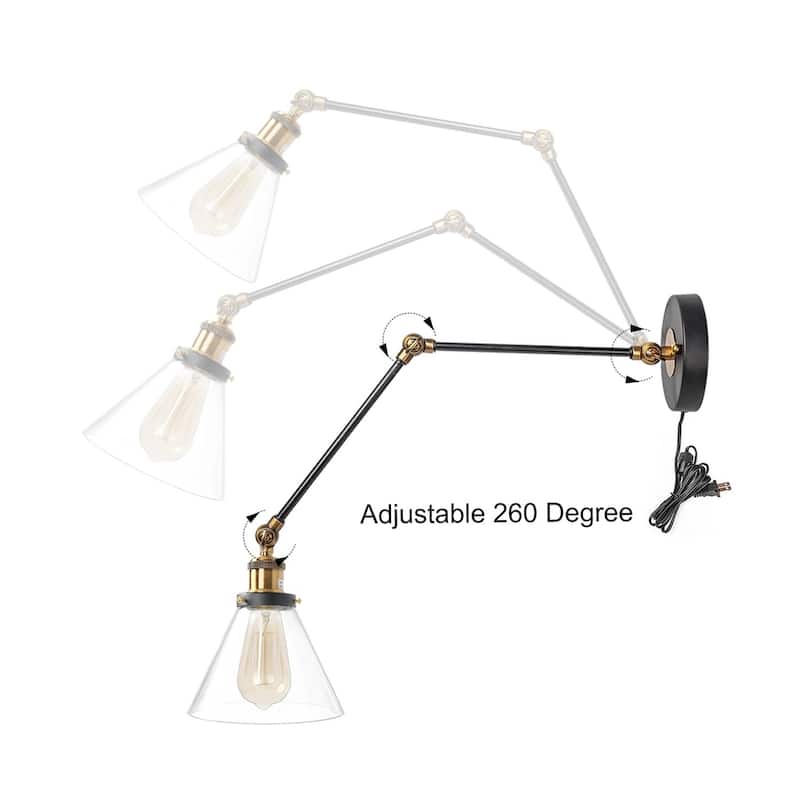 Carbon Loft Modern Industrial Plug-in Wall Lamp Swing Arm Sconce - 20" x 7.25 "x 14"