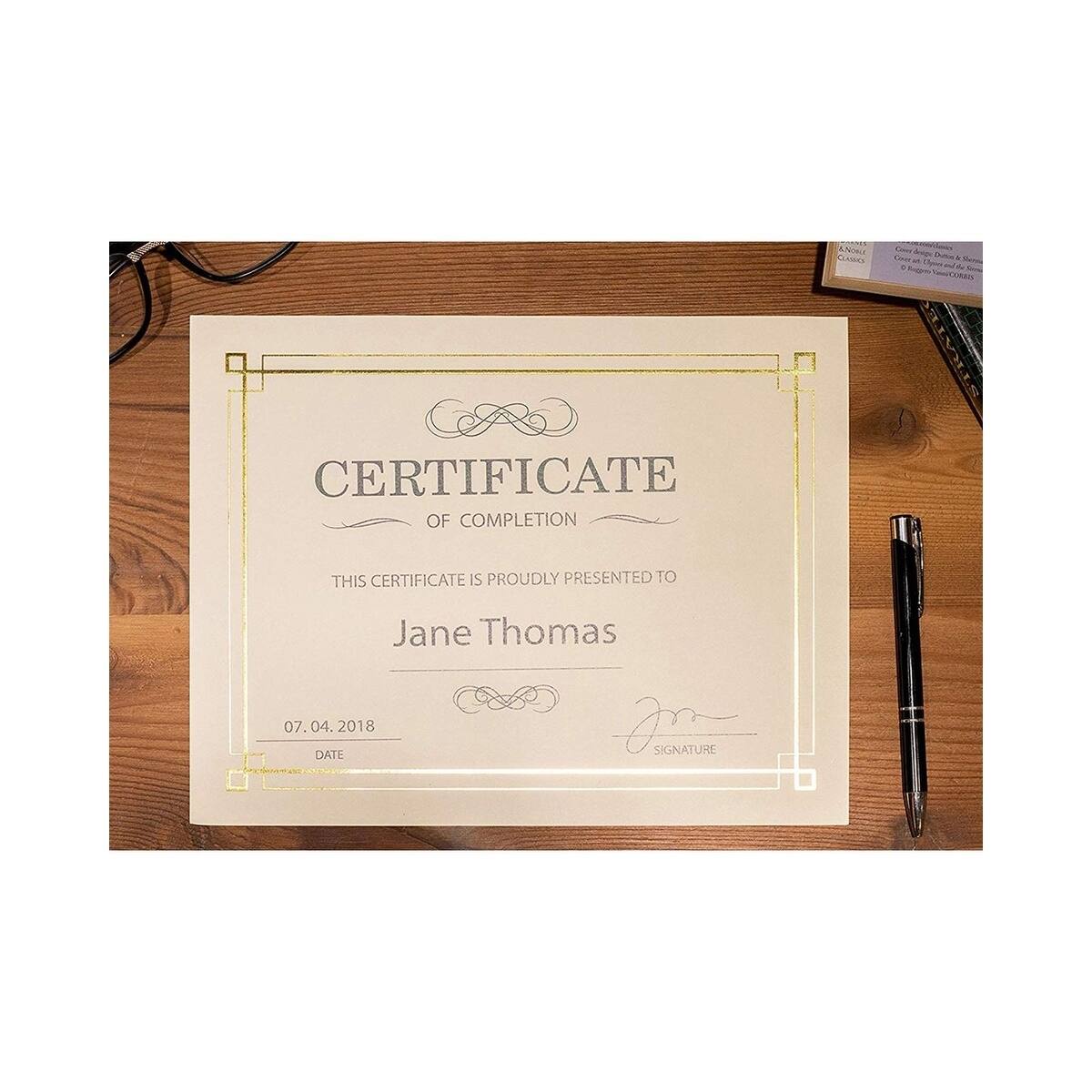 48pcs Blank Certificate Gold Foil Border Paper - Printer Fit, 8.5 X 11 