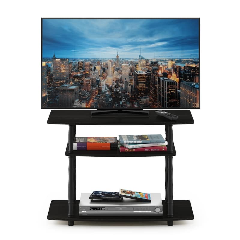 Furinno Turn-N-Tube No Tools 3-Tier TV Stands with Classic Tubes, Espresso/Black