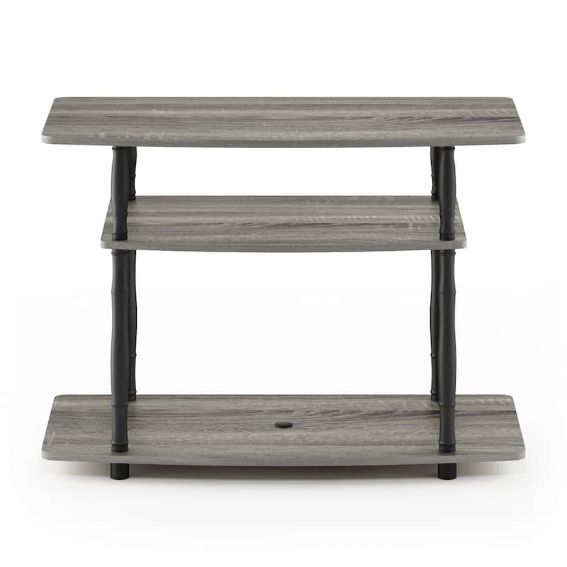Furinno Turn-N-Tube No Tools 3-Tier TV Stands with Classic Tubes, Espresso/Black - French Oak Grey/Black Classic Tube