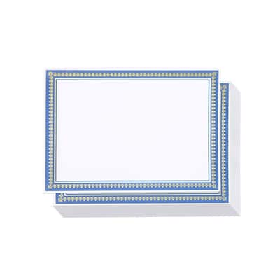 50PCS Blank Certificate Award Blue Border Paper - Printer Fit, 8.5 x 11 Inches