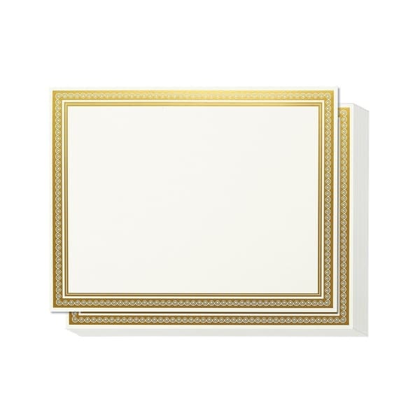 50PCS Blank Certificate White Gold Border Paper - Printer Fit, 8.5 x 11 ...