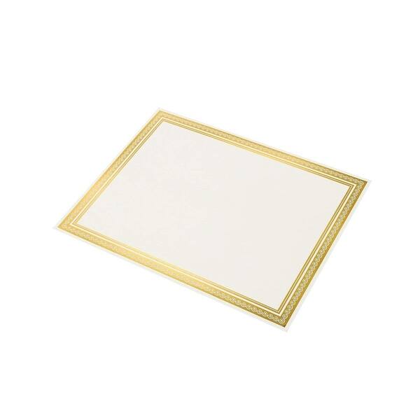 50PCS Blank Certificate White Gold Border Paper - Printer Fit, 8.5 x 11 ...