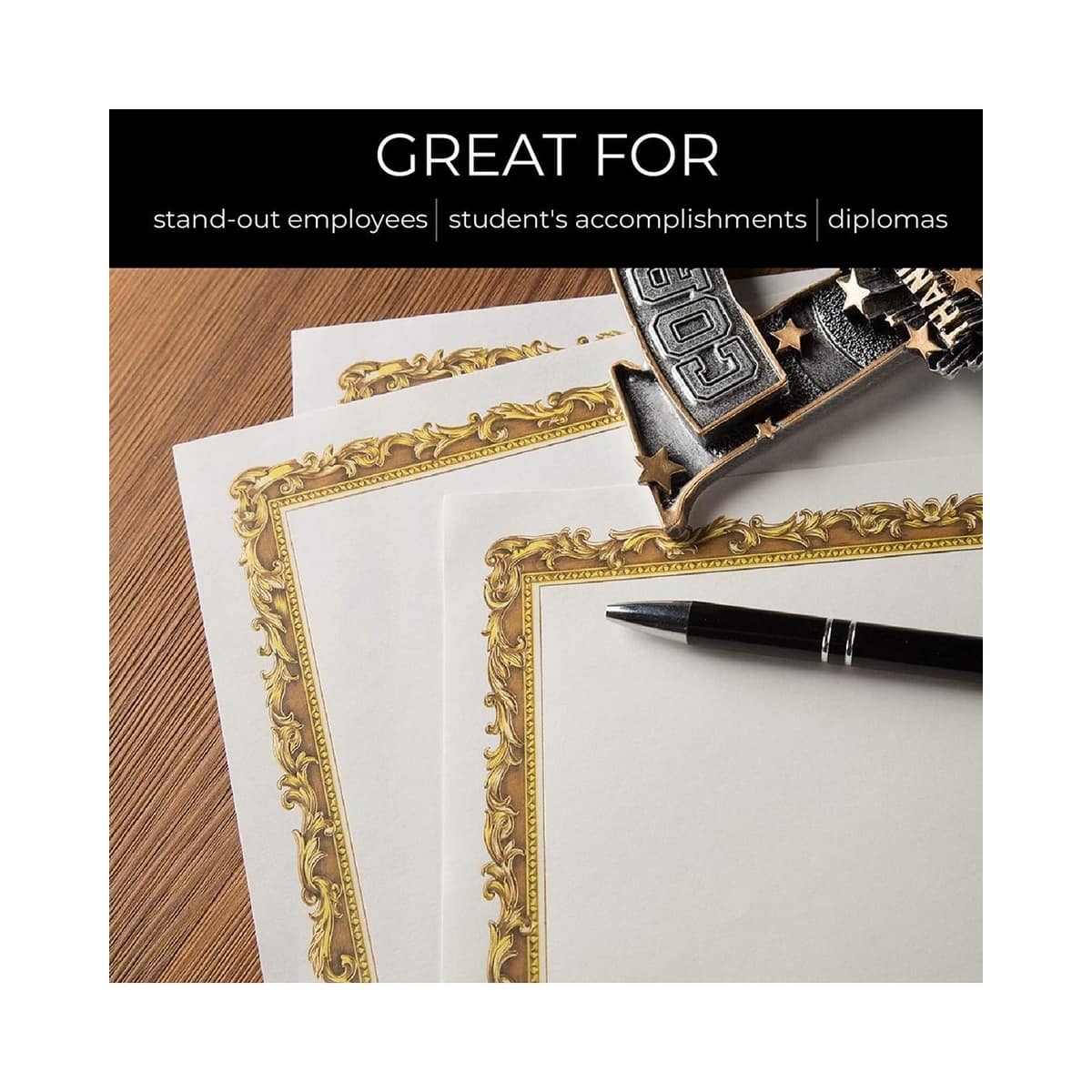 48pcs Blank Certificate Awards Gold Foil Paper - Printer Fit, 8.5 X 11 