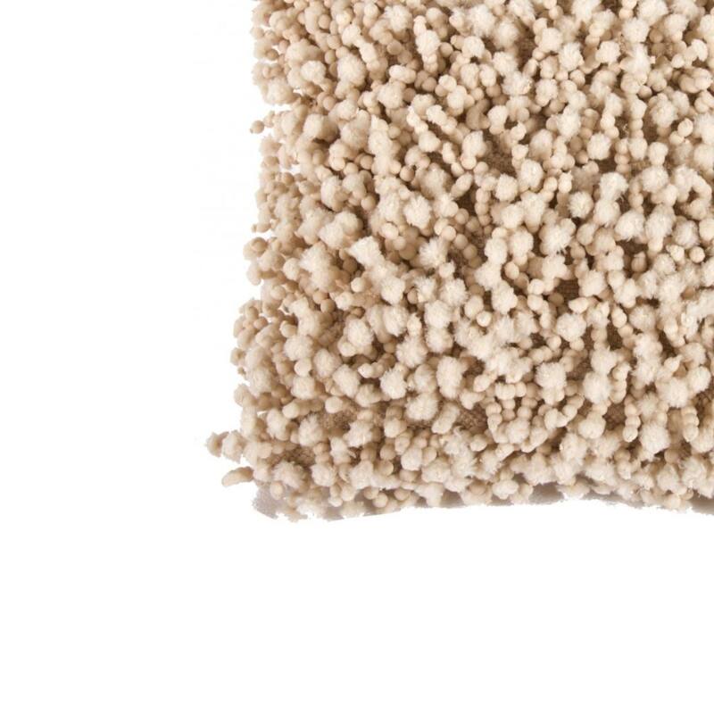 Fabric Accent Pillow with Shaggy Details, Cream