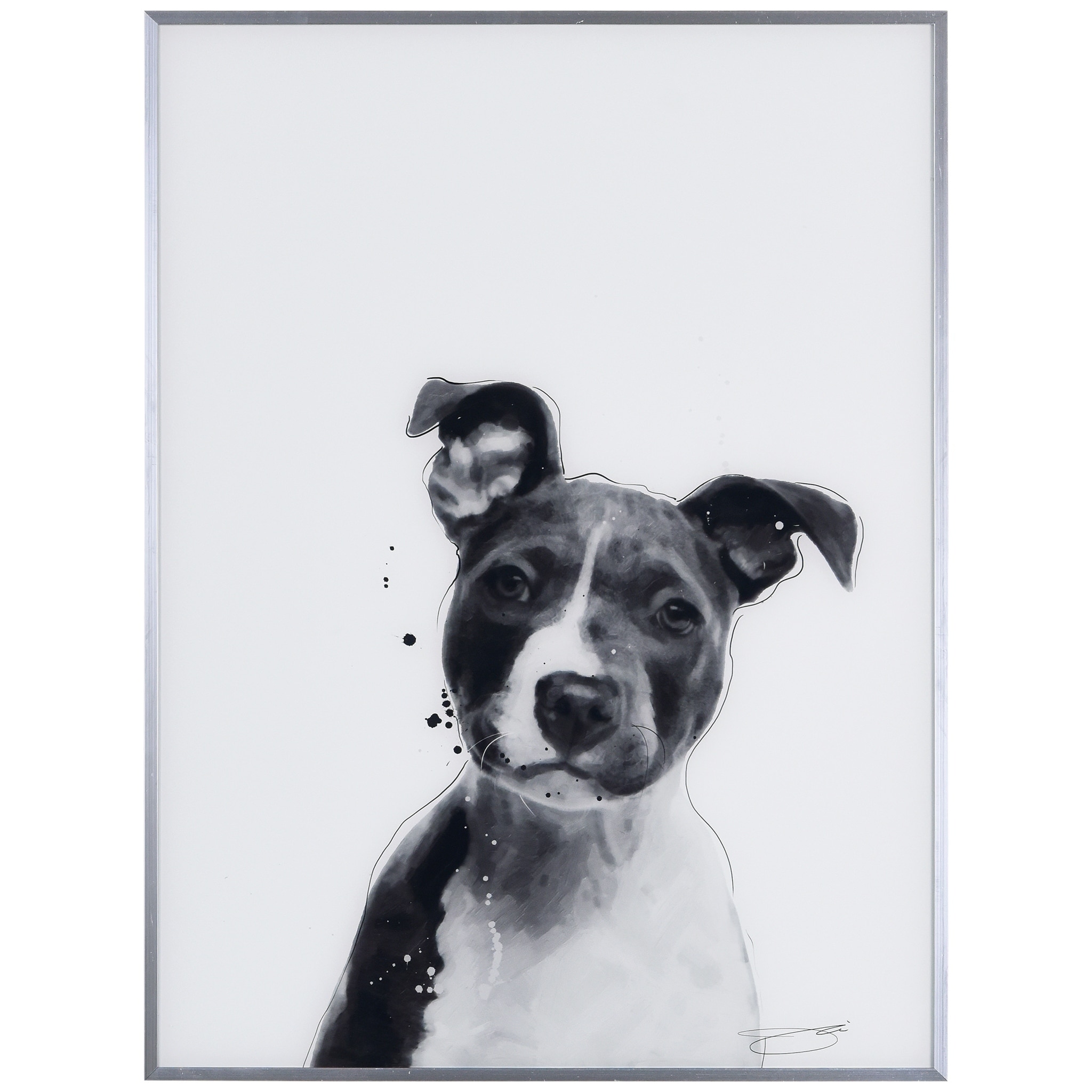 Shop Pitbull Black And White Pet Dog Wall Art Reverse Printed Glass Encased With A Gunmetal Anodized Frame Overstock 28571336