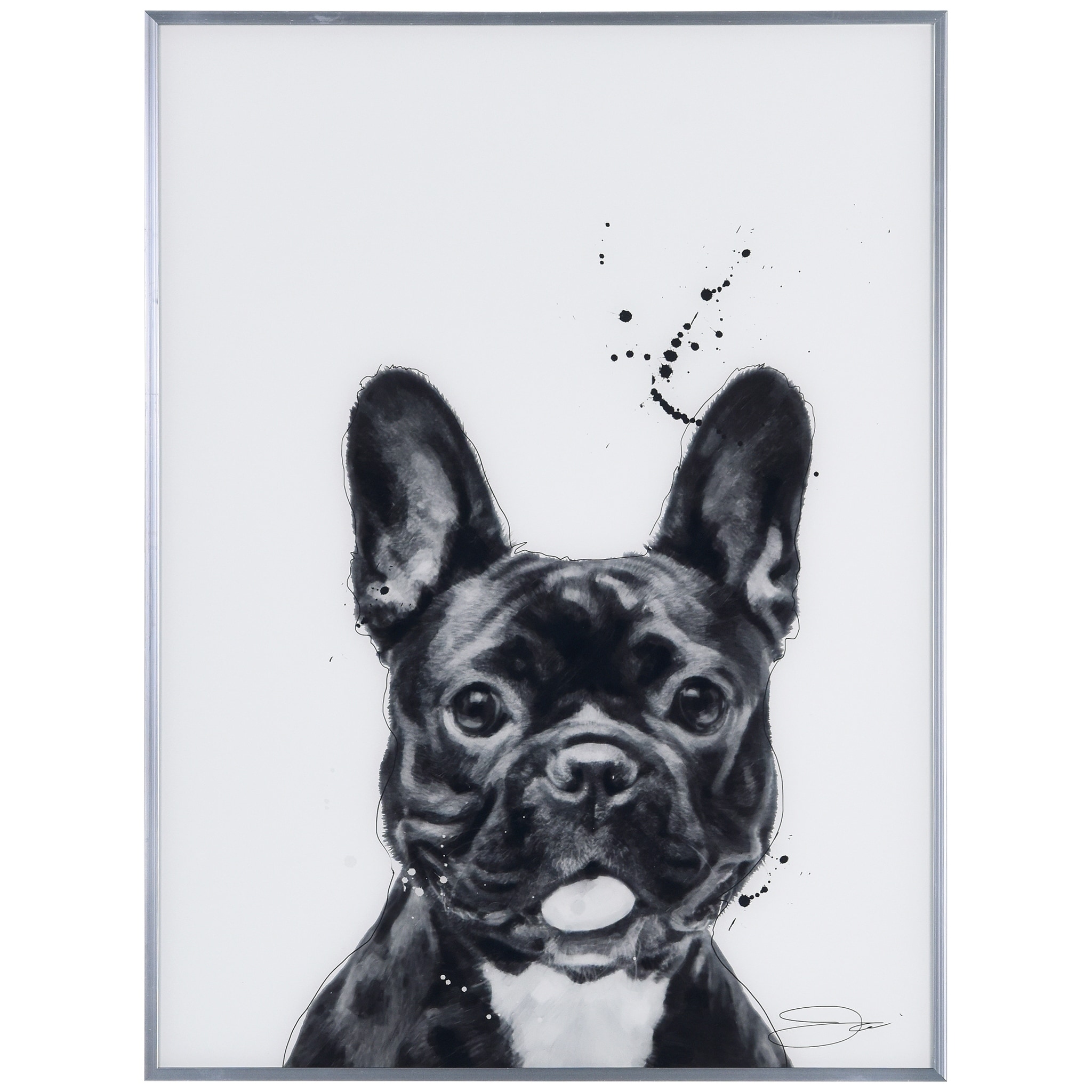 Shop French Bulldog Black And White Pet Dog Wall Art Reverse Printed Glass Encased With A Gunmetal Anodized Frame Overstock 28571338