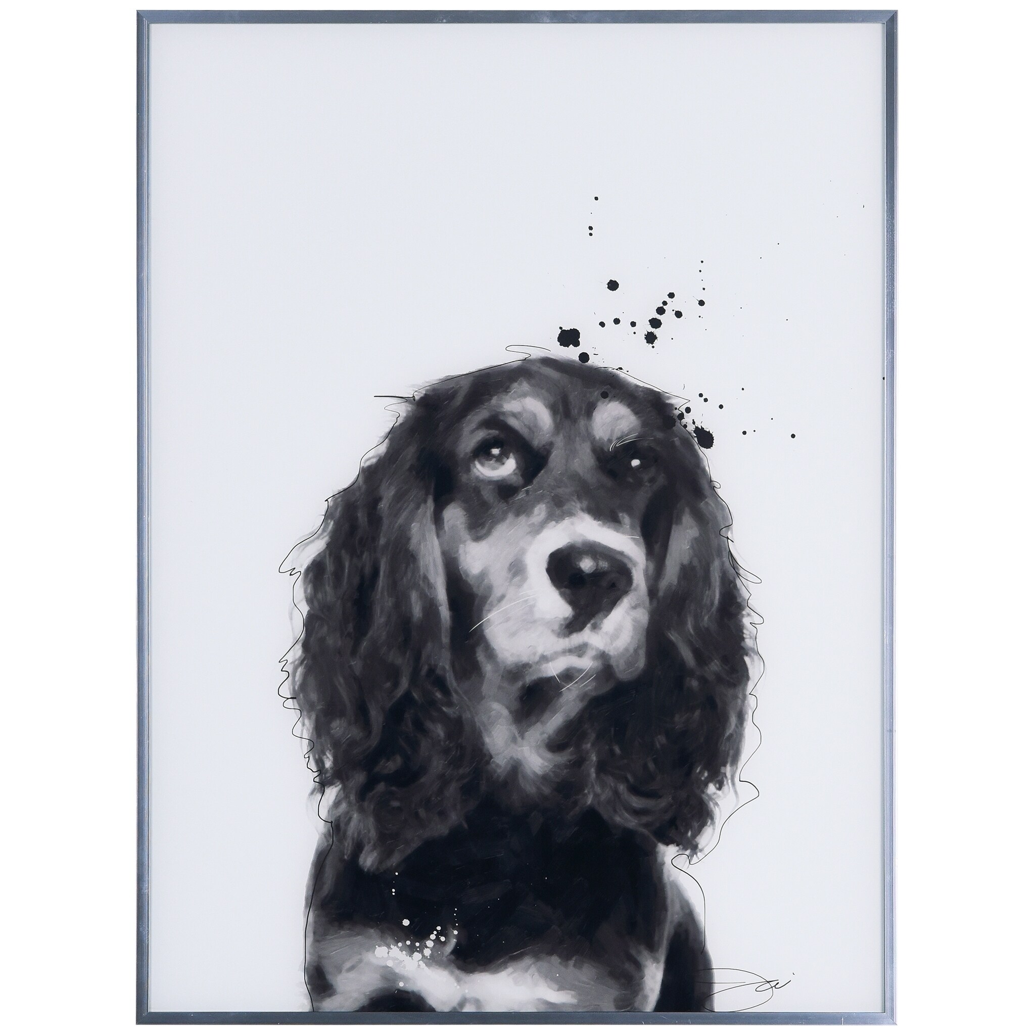 Shop Cocker Spaniel Black And White Pet Dog Wall Art Reverse Printed Glass Encased With A Gunmetal Anodized Frame On Sale Overstock 28571359