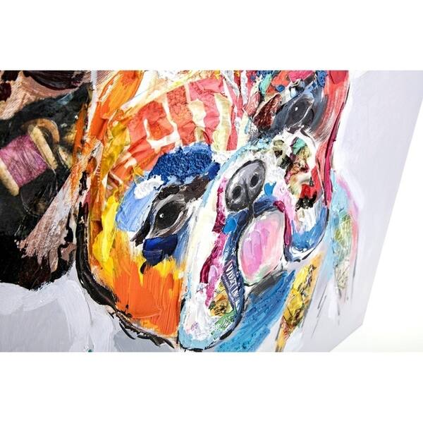 Shop Wooden Canvas Wall Art With Bulldog Oil Painting And Abstract