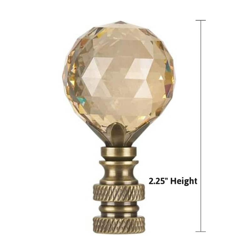 Faceted Champagne Crystal Ball Ceiling Fan Pull Antique Brass 2.25"h