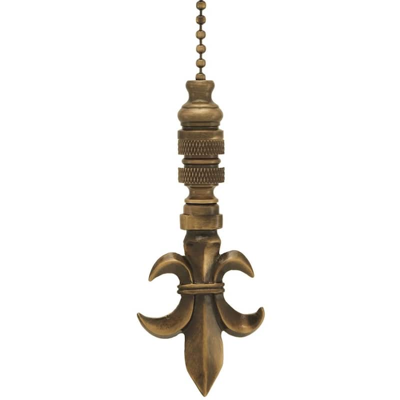 Fleur De Lis Antique Brass Ceiling Fan Pull 3.2"h