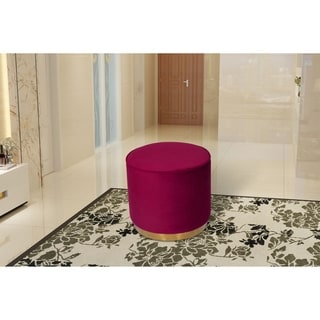 HomePop  Round Ottoman with Gold Base (Ruby)