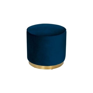 HomePop  Round Ottoman with Gold Base (Navy)