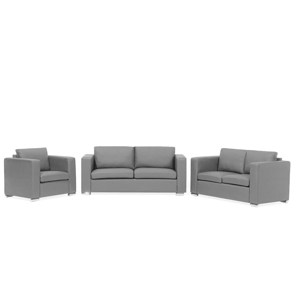 Leather Living Room Set Black HELSINKI