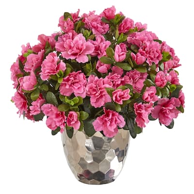 Azalea Artificial Plant in Silver Planter