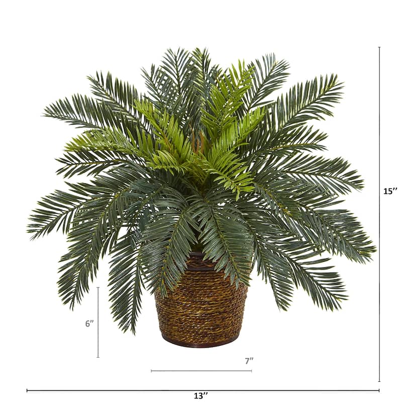 15" Cycas Artificial Plant in Basket
