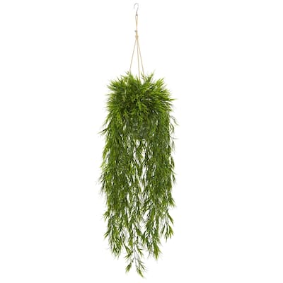 50" Mini Bamboo Artificial Plant in Hanging Metal Bucket