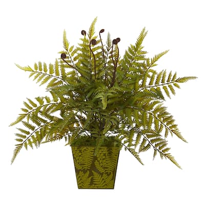 19" Fern Artificial Plant in Green Planter