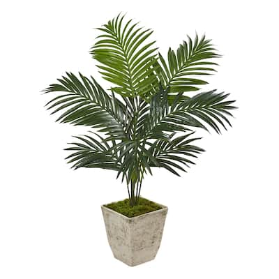 46" Kentia Artificial Palm Tree in Country White Planter