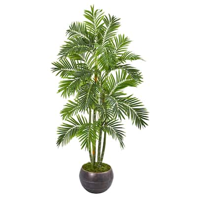 68" Areca Palm Artificial Tree in Metal Bowl