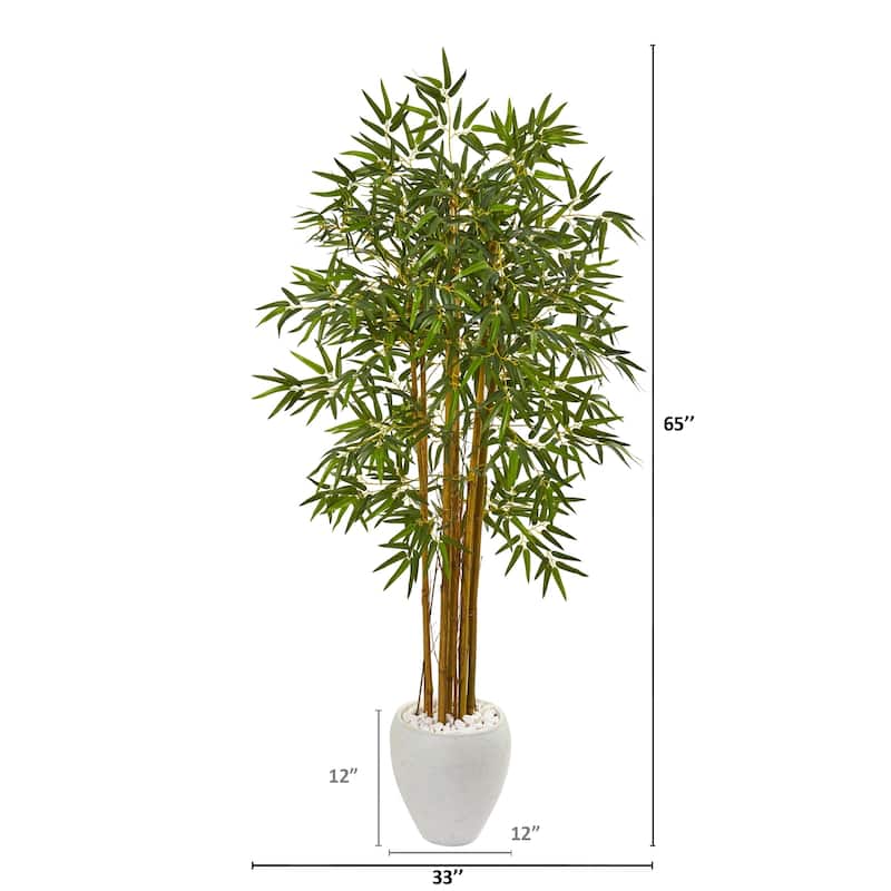 65" Multi Bambusa Bamboo Artificial Tree in White Planter