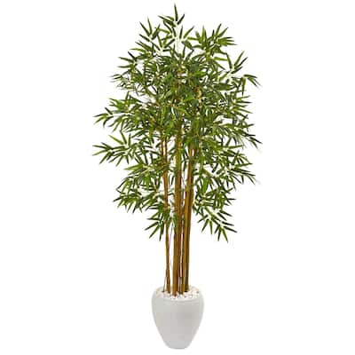 65" Multi Bambusa Bamboo Artificial Tree in White Planter