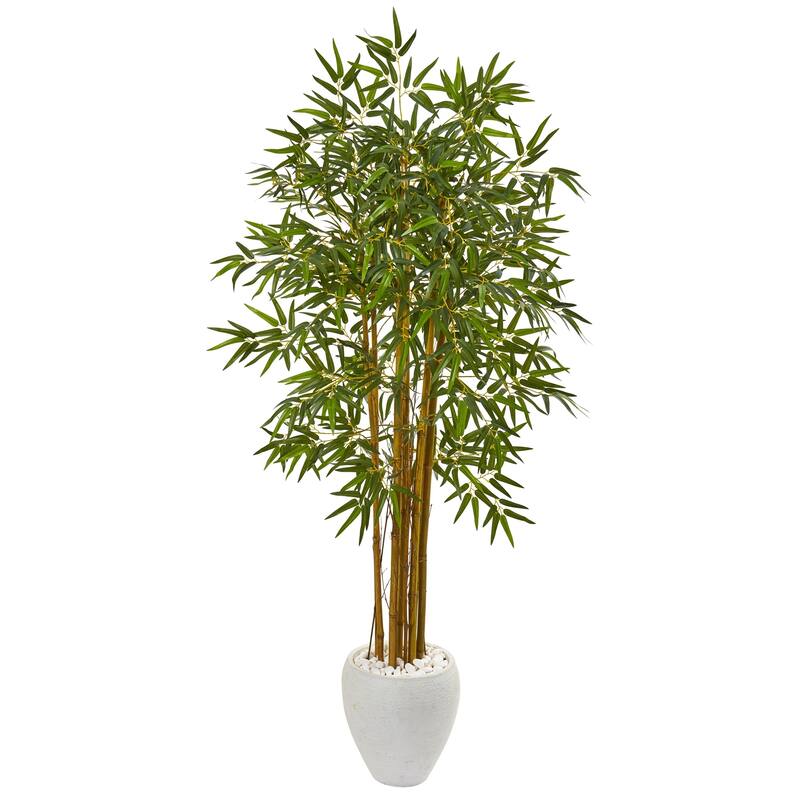 65" Multi Bambusa Bamboo Artificial Tree in White Planter