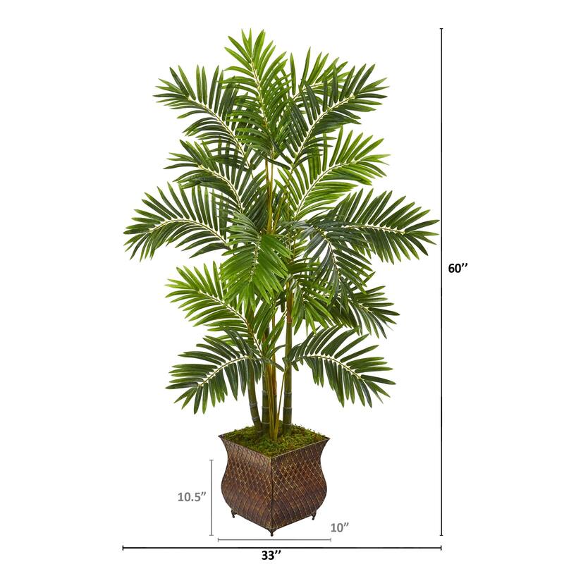 60" Areca Palm Artificial Tree in Metal Planter
