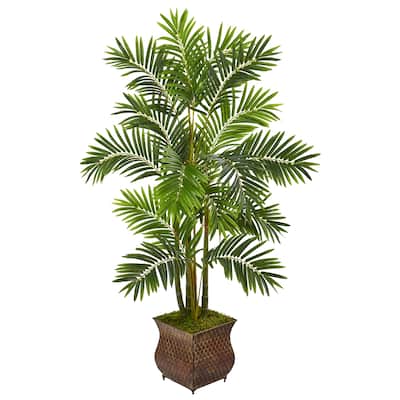 60" Areca Palm Artificial Tree in Metal Planter