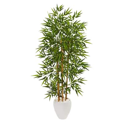 63" Bamboo Artificial Tree in White Planter