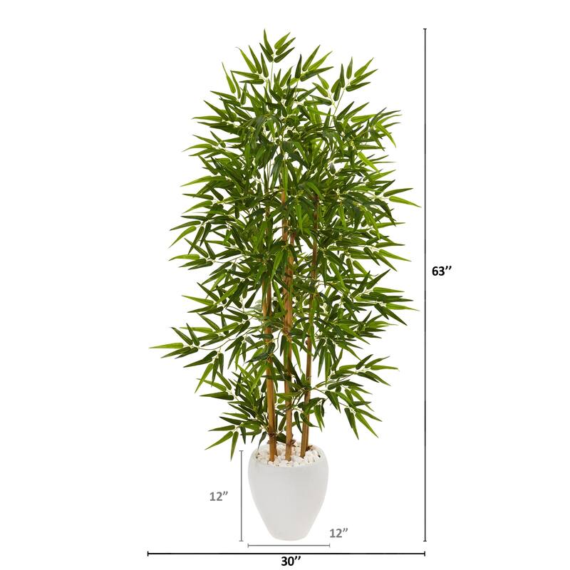 63" Bamboo Artificial Tree in White Planter