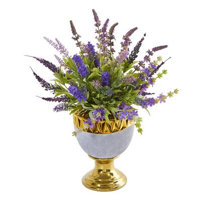 19" Lavender Artificial Arrangement in Decorative Urn