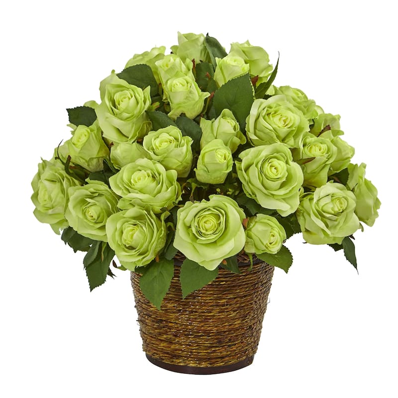 Rose Artificial Arrangement in Basket - N/A