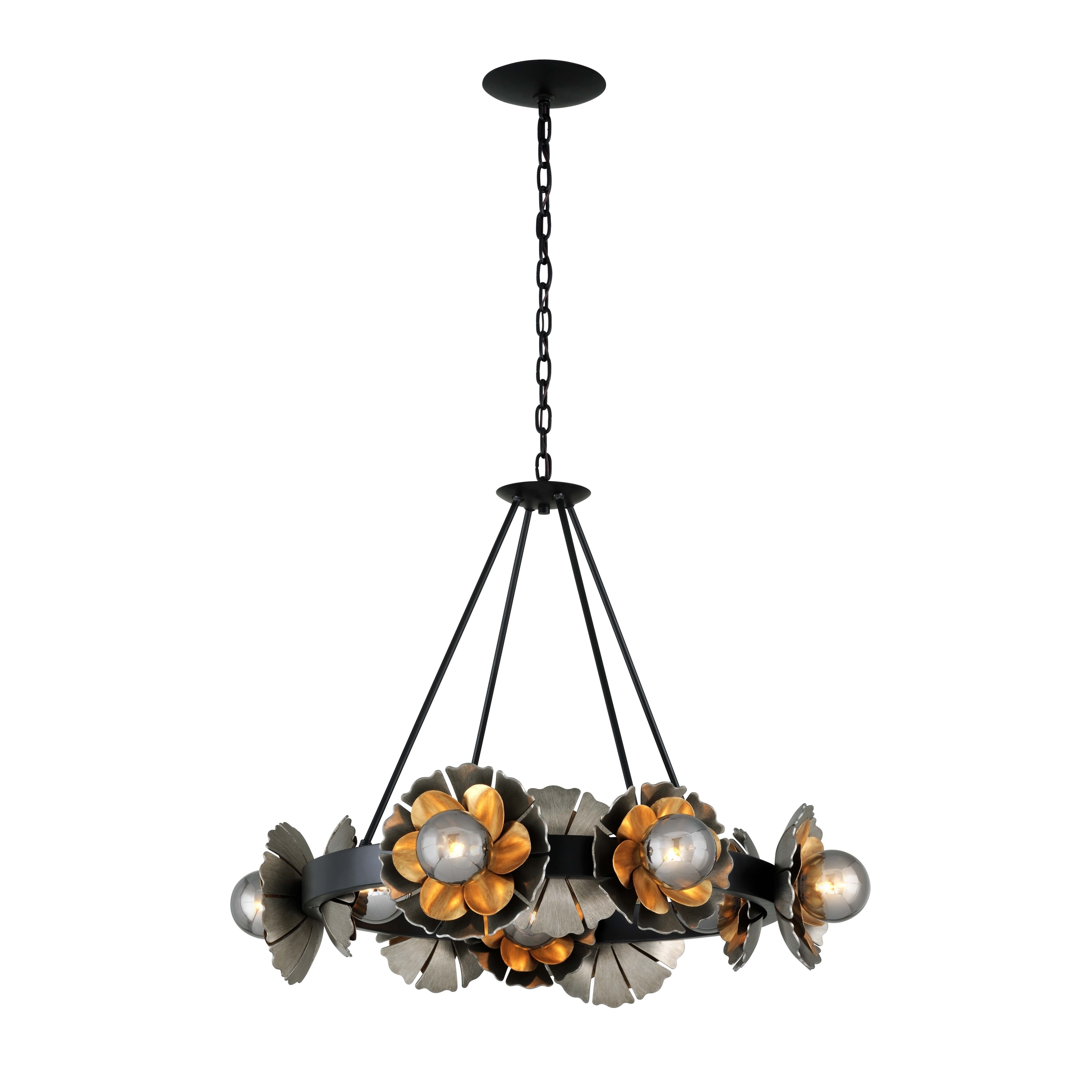 Magic Garden by Martyn Lawrence Bullard 10-Light Black Graphite and Bronze Leaf Floral Halo Chandelier - Chandeliers For Bedrooms by Overstock.com