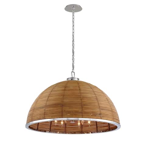 Carayes by Martyn Lawrence Bullard 41-inch Natural Rattan and Stainless Steel Chandelier