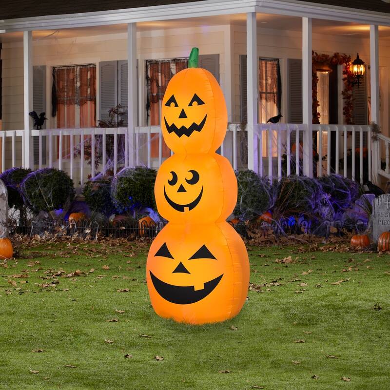 Airblown Inflatables 3 ft. W x 7 ft. H Orange Pumpkin Stack Scene