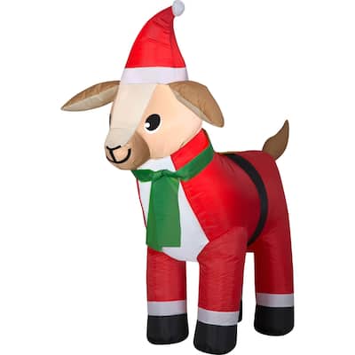 Gemmy Christmas Airblown Inflatable Goat in Santa Suit, 3.5 ft Tall, red