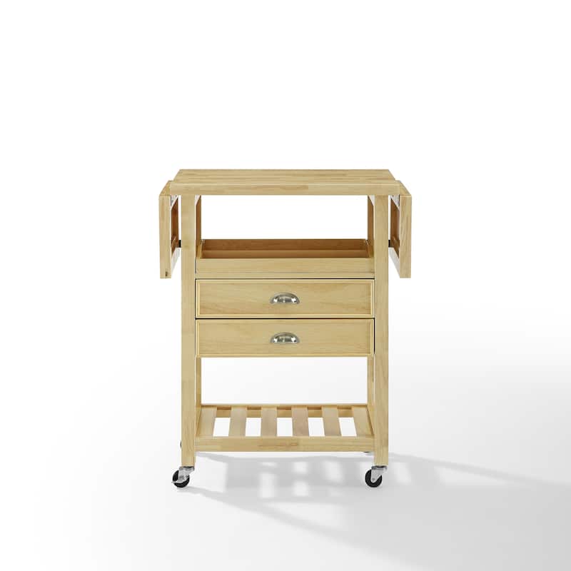 Crosley Bristol Double Drop Leaf Kitchen Cart Natural - 15.13"d x 45"w x 35.25"h - Kitchen Cart - Wood - Natural