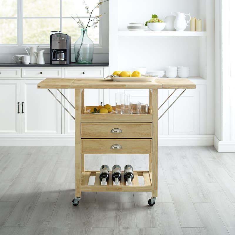 Crosley Bristol Double Drop Leaf Kitchen Cart Natural - 15.13"d x 45"w x 35.25"h