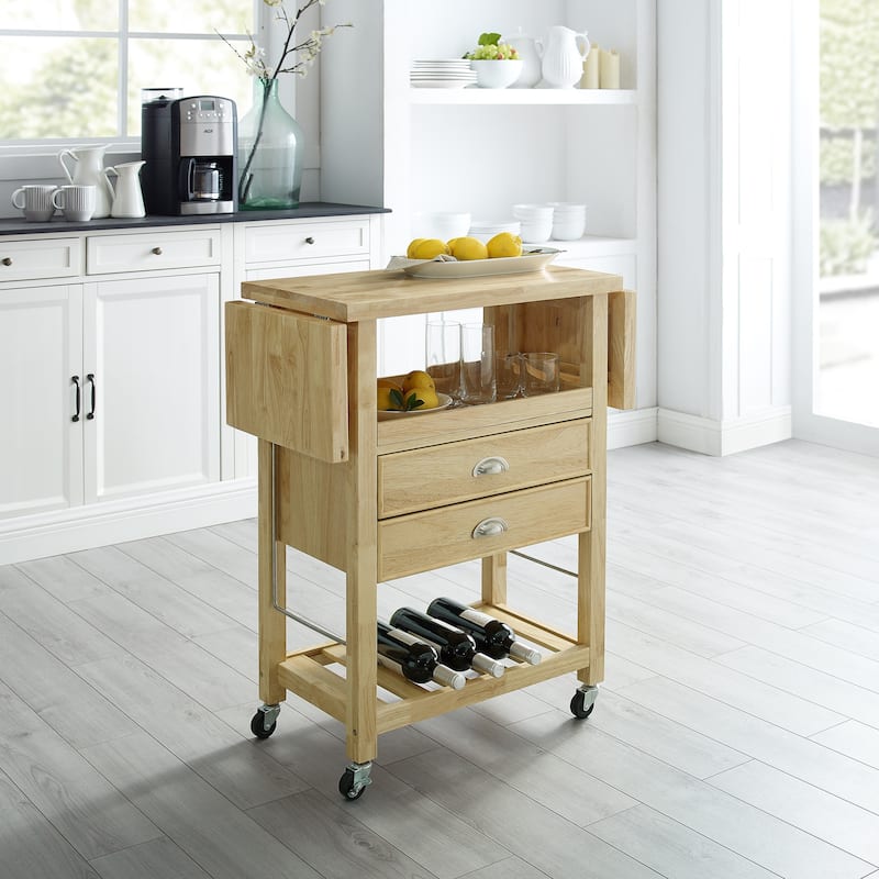 Crosley Bristol Double Drop Leaf Kitchen Cart Natural - 15.13"d x 45"w x 35.25"h