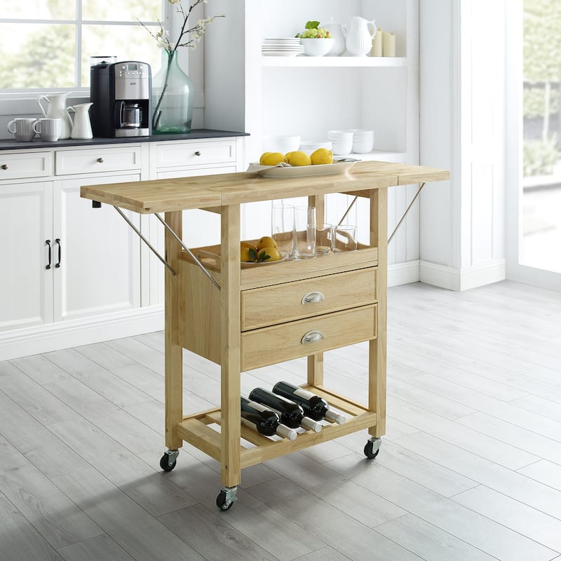 Crosley Bristol Double Drop Leaf Kitchen Cart Natural - 15.13"d x 45"w x 35.25"h