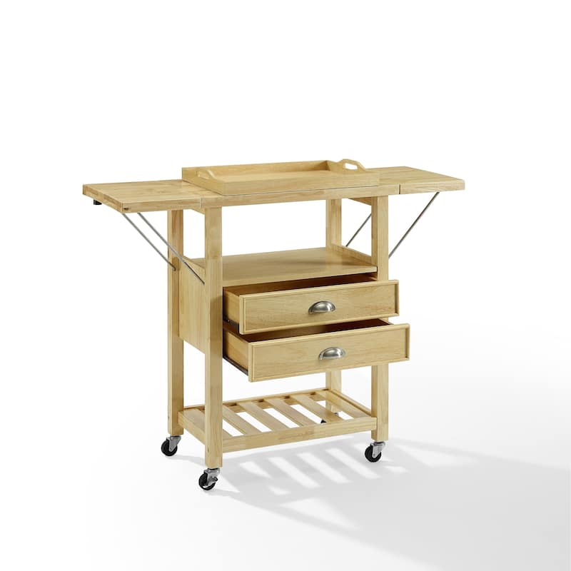 Crosley Bristol Double Drop Leaf Kitchen Cart Natural - 15.13"d x 45"w x 35.25"h